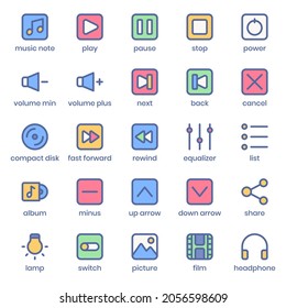 Multimedia Collection icon pack for your website design, logo, app, UI. Multimedia Collection icon lineal color design. Vector graphics illustration and editable stroke.
