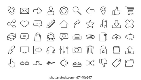 Multimedia Collection. Line icons.