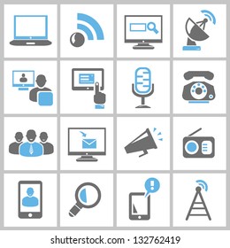 multimedia and communication icons set, vector