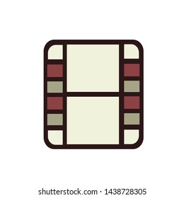 multimedia concept, film strip illustration, red outline vector.