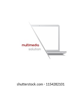 multimedia connection notebook laptop logotype
