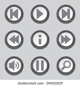 Multimedia Controller Black Vector Button Icon Design Set