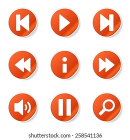 Multimedia Controller Orange Vector Button Icon Design Set