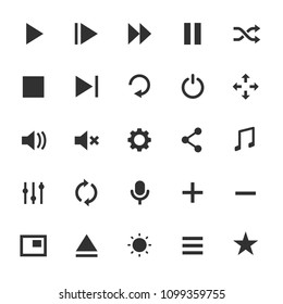 Multimedia controls, monochrome icons set. simple symbols collection