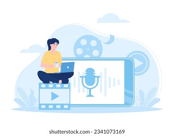Multimedia creator trending concept flat illustration