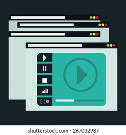 Multimedia design over black background, vector illustration.