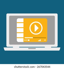 Multimedia design over blue background, vector illustration.