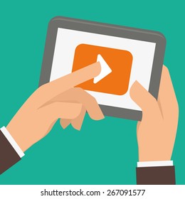 Multimedia design over blue background, vector illustration.