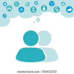 Multimedia design over gray background, vector illustration