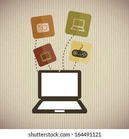 multimedia design over lineal background vector illustration  