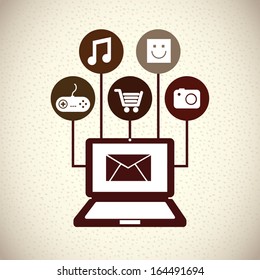 multimedia design over pattern background vector illustration   