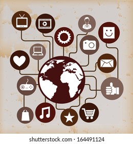 multimedia design over vintage background vector illustration  