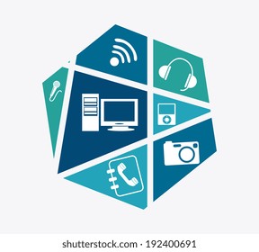 Multimedia design over white background, vector illustration