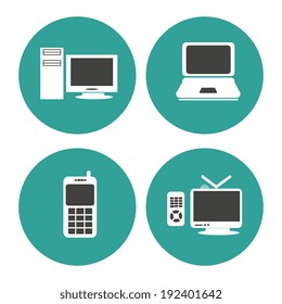Multimedia design over white background, vector illustration
