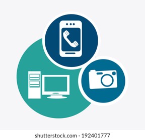 Multimedia design over white background, vector illustration