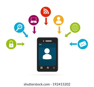 Multimedia design over white background, vector illustration