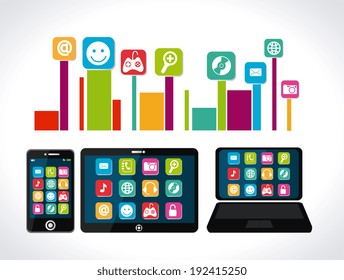Multimedia design over white background, vector illustration
