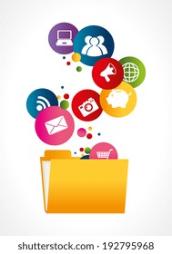 Multimedia design over white background, vector illustration