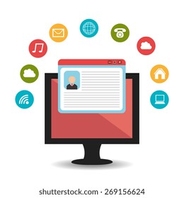 Multimedia design over white background, vector illustration.