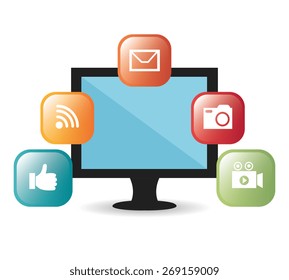 Multimedia design over white background, vector illustration.