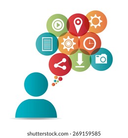 Multimedia design over white background, vector illustration.