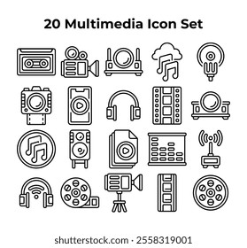 multimedia device and music symbols are neatly arranged.