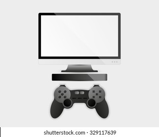 multimedia devices - game controller, television and computer box