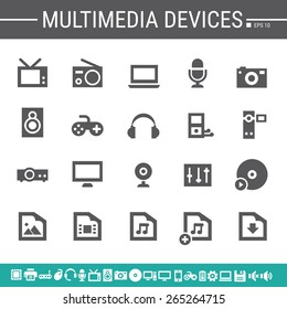Multimedia devices simple black icons