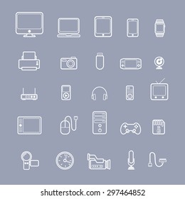 Multimedia devices vector icons set
