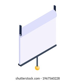Multimedia display, isometric icon of projector screen 