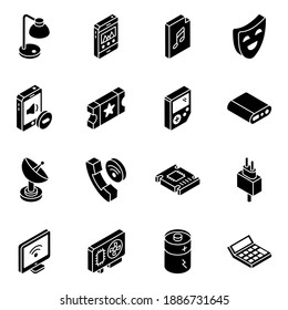 
Multimedia Elements Glyph Isometric Icons 