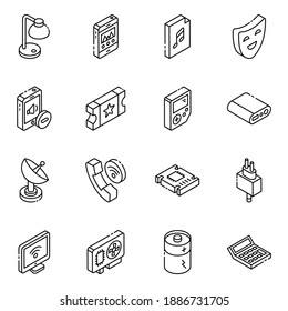 
Multimedia Elements Glyph Isometric Icons 