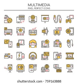 Multimedia Elements , Thin Line and Pixel Perfect Icons
