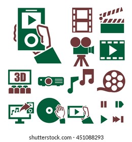 multimedia, entertainmenticon set
