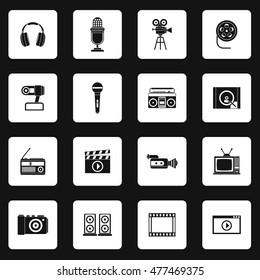 Multimedia equipment icons set in simple style. Electronics set collection vector illustration