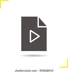 Icono de archivo multimedia. Símbolo de silueta de la lista de reproducción de sombra. Archivo de audio. Icono de interfaz de reproductor Mp3. Vector. Aislado