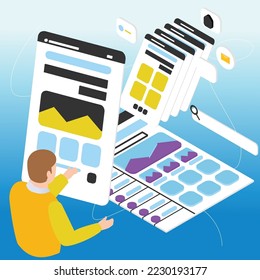 Multimedia File Management isometrisches 3D Vektorgrafik Konzept für Banner, Website, Illustration, Landing Page, Flyer, etc.