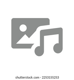 Multimedia-Datei, Vektorsymbol. Bild-, Bild- und Musiktitel, Füllsymbol für Medien.