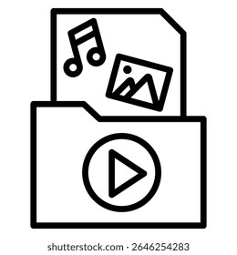 Signo de conjunto de esquema de icono de archivos multimedia