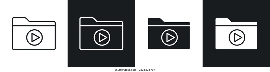 Icono de Vector de archivos multimedia en blanco y negro. Ilustración EPS 10