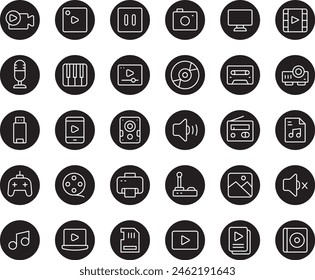 Multimedia fill icon set illustration stock