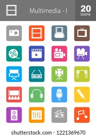 Multimedia Filled Round Corner Icons