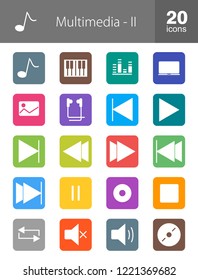 Multimedia Filled Round Corner Icons