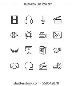 Multimedia flat icon set. Collection of high quality outline symbols for web design, mobile app. Vector thin line icons or logo of mail