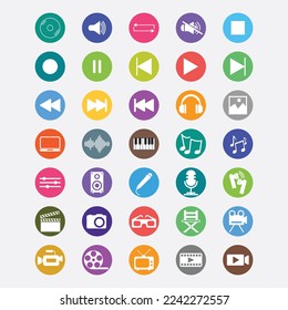 Multimedia Flat  Icons on background