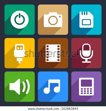 Multimedia flat icons set  2