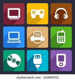 Multimedia flat icons set 7