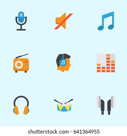 Multimedia Flat Icons Set. Collection Of Controlling, Karaoke, Broadcasting And Other Elements. Also Includes Symbols Such As Broadcasting, Musical, Quiet.