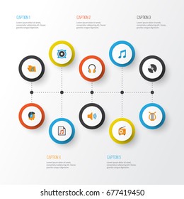 Multimedia Flat Icons Set. Collection Of Male, Portfolio, Audio And Other Elements. Also Includes Symbols Such As Broadcasting, Archive, Fm.