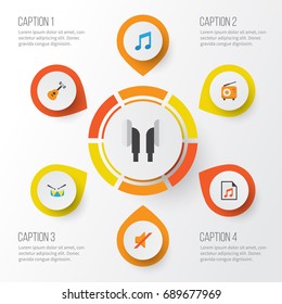 Multimedia Flat Icons Set. Collection Of Earpiece, Broadcasting, Quiet And Other Elements. Also Includes Symbols Such As Tone, Mute, Earmuff.